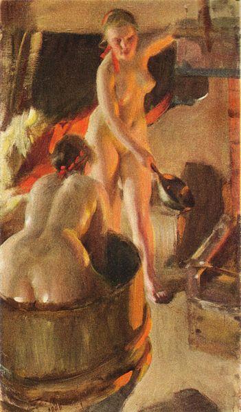 Anders Zorn Women Bathing in the Sauna